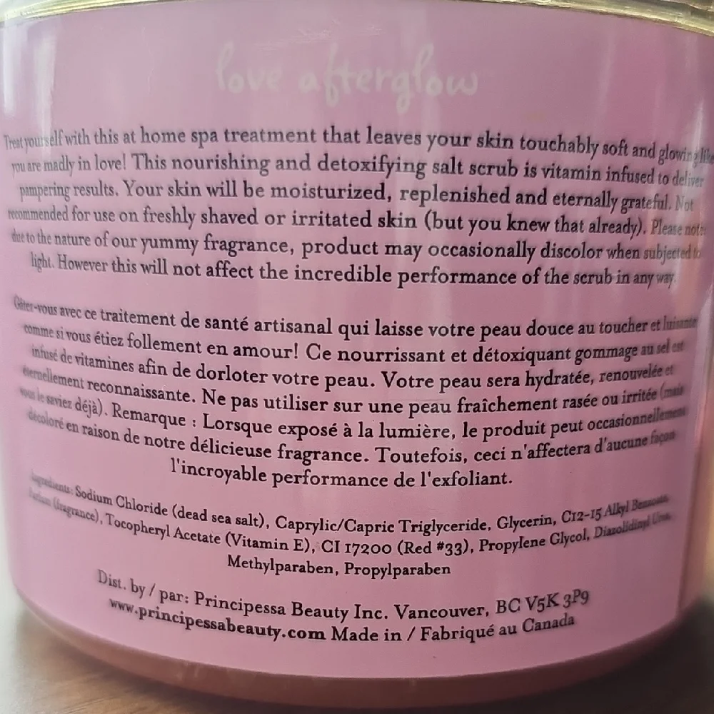 New Principessa Amore Afterglow Salt Buff Exfoliant Dead Sea Salt Scrub Sealed